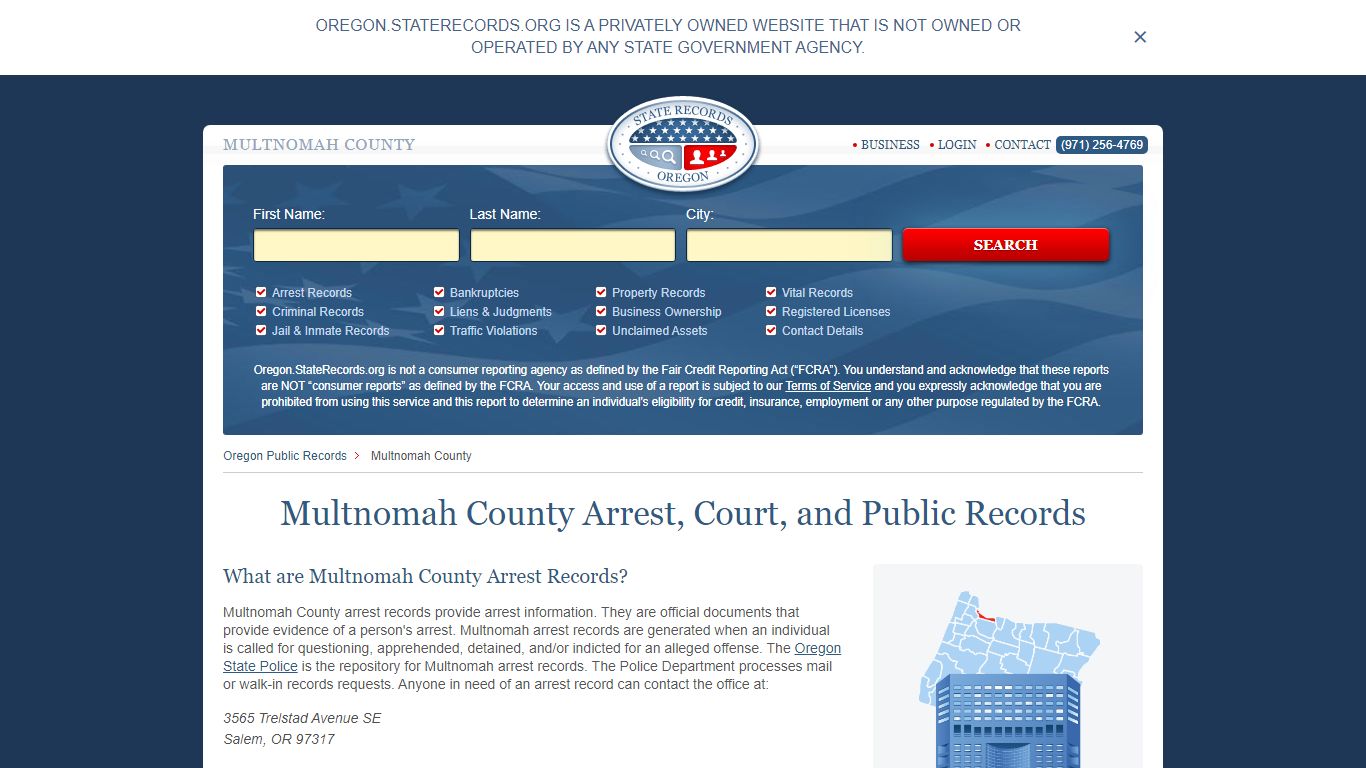 Multnomah County Arrest, Court, and Public Records